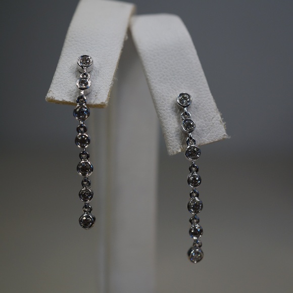 14KW Gold & Genuine Diamond Dangle Earrings